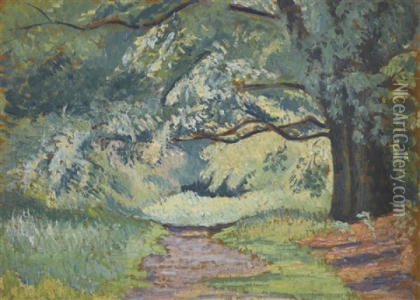 Path In Epping Forest Oil Painting - Lucien Pissarro