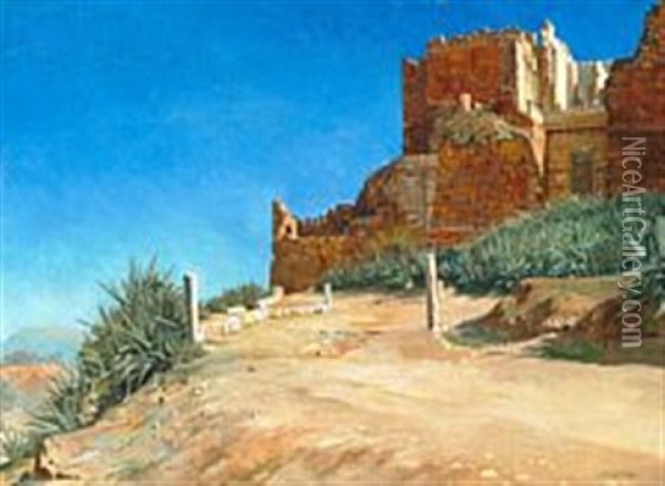 View From Acropolis In Athens Oil Painting - Josef Theodor Hansen