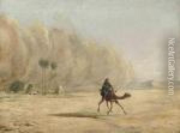 Running From The Sandstorm Oil Painting - Frederick Goodall