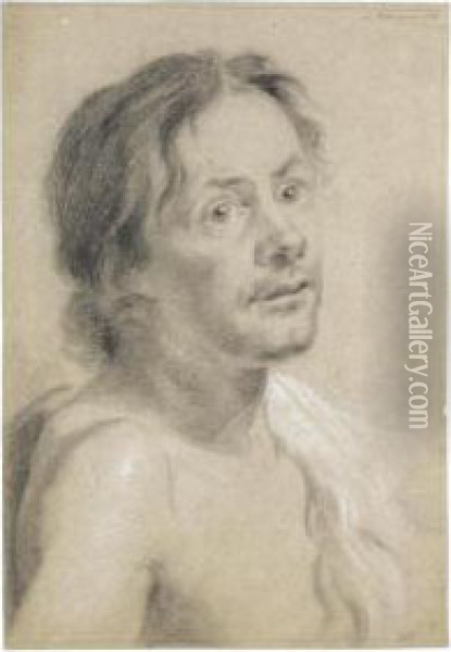 Study Of A Young Man, Head And Shoulders Oil Painting - Aert Schouman