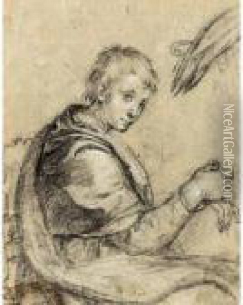 A Young Man Seated, Seen Almost In Profile Oil Painting - Gregorio Pagani