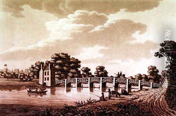 South East View of Datchet Bridge Oil Painting - Samuel Ireland