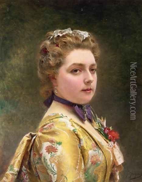 Portrait of a Lady Oil Painting - Gustave Jean Jacquet