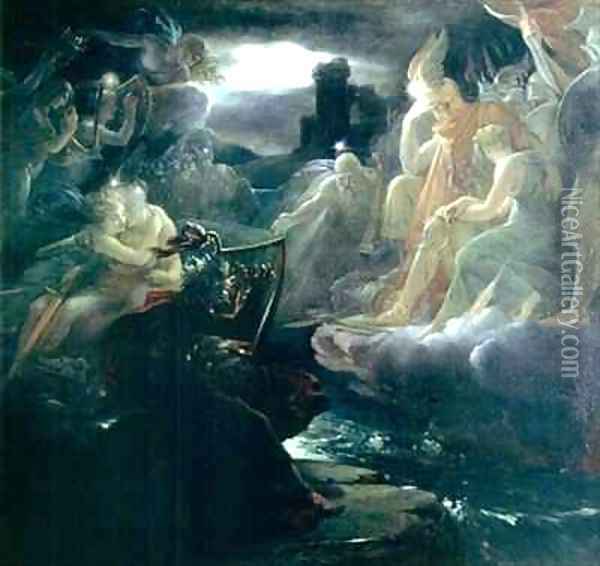 Ossian Conjuring up the Spirits on the Banks of the River Lora with the Sound of his Harp Oil Painting - Baron Francois Gerard