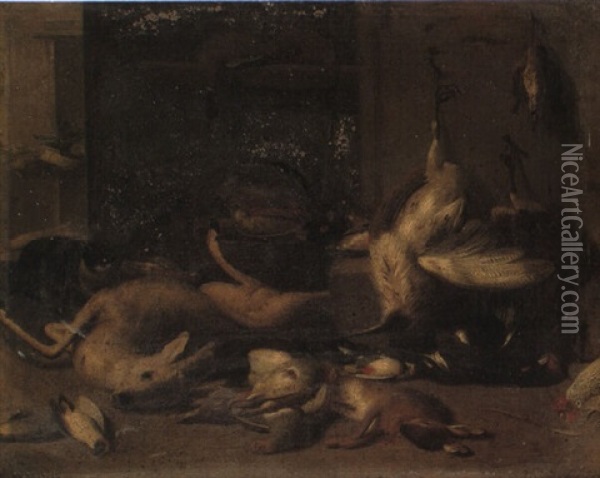 Dead Game In A Larder Oil Painting - Jan van Kessel the Elder