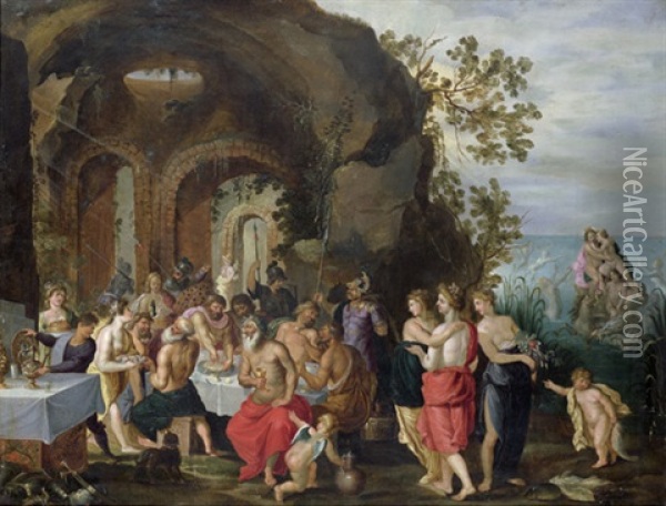 Gottermahl (die Hochzeit Von Peleus Und Thetis) Oil Painting - Willem van Herp the Elder