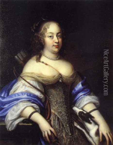 Portrait De Jeune Femme Au Collier De Perles Oil Painting - Charles Beaubrun