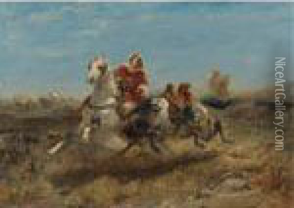 The Chase Oil Painting - Adolf Schreyer