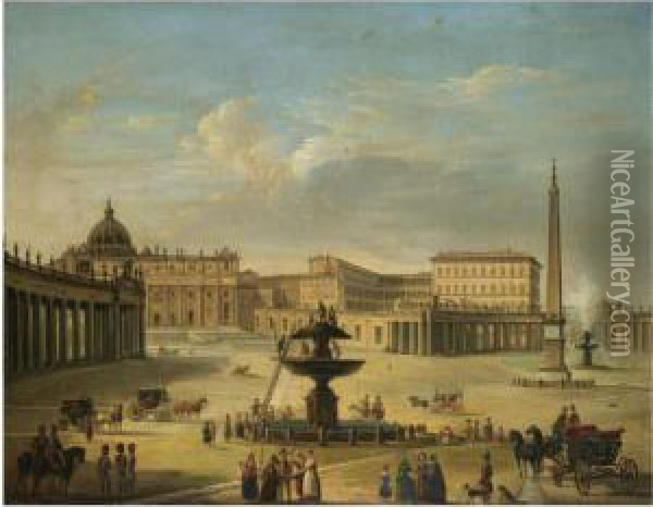 Roman View Of Saint Peter's Oil Painting - Michelangelo Pacetti