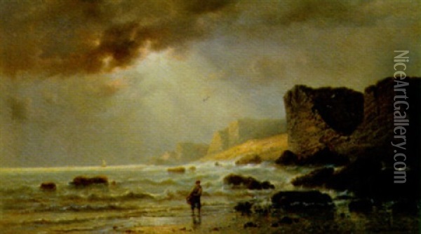 A Coastal Scene Oil Painting - Francois-Etienne Musin