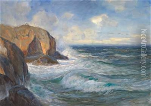 Sjosproyt Oil Painting - Thorolf Holmboe