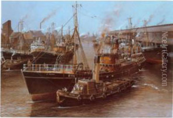 St Andrews Fish Dock, 1959/60 Oil Painting - Adrian Thompson