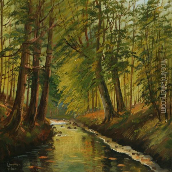 Forest Scenery Oil Painting - Edmund Fischer