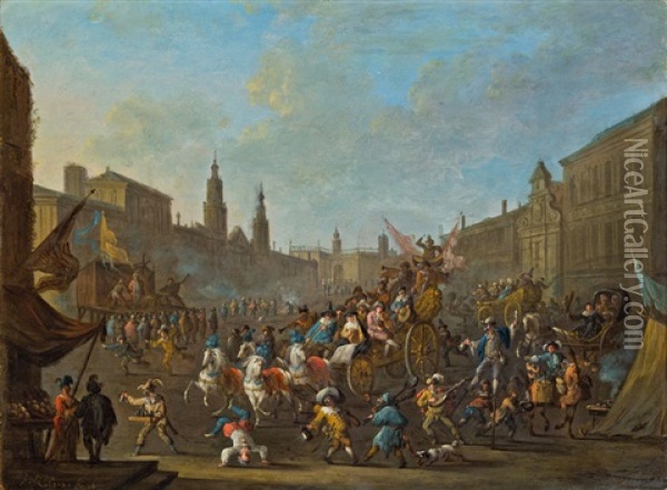 Karneval In Einer Stadt Oil Painting - Arnold Frans (Francesco) Rubens