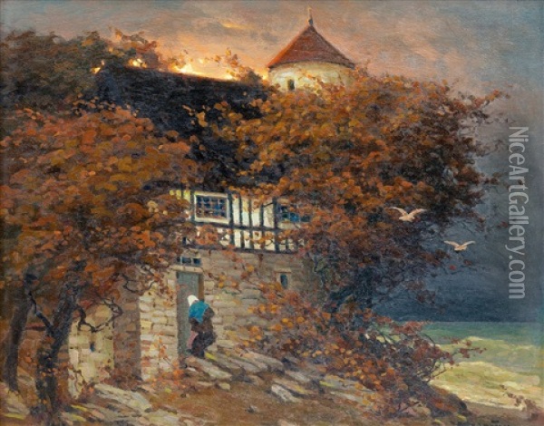 At Dusk Oil Painting - Viktor Ivanovich Zarubin