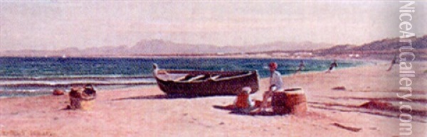 Fishermen On The Beach At Algiers Oil Painting - Charles Vacher