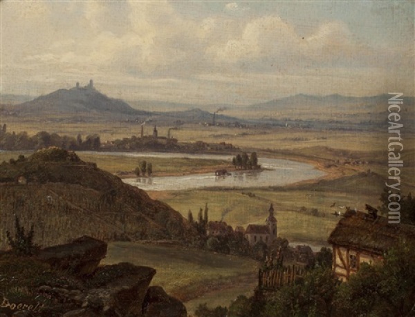 Landschaft Mit Der Hasenburg (hazmburk) Oil Painting - Ernst Gustav Doerell