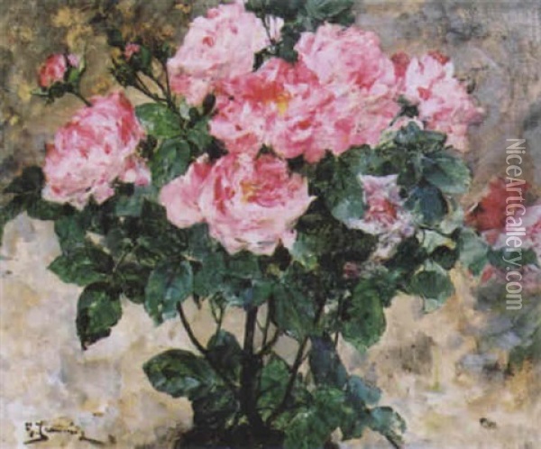 Rosier En Fleurs Oil Painting - Georges Jeannin