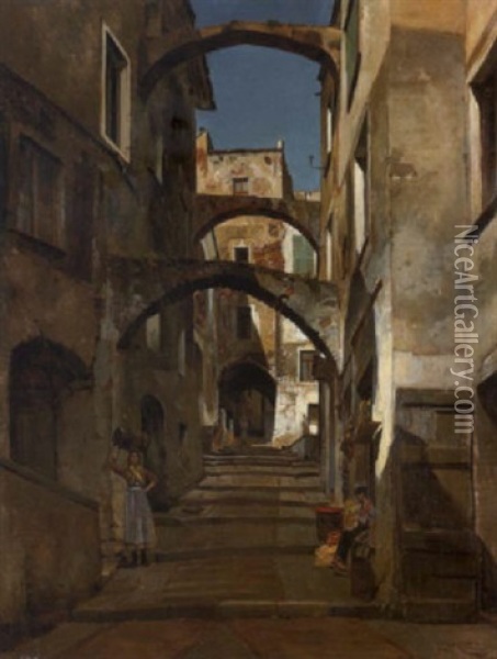 Rue A San Remo Oil Painting - Jacques Francois Carabain