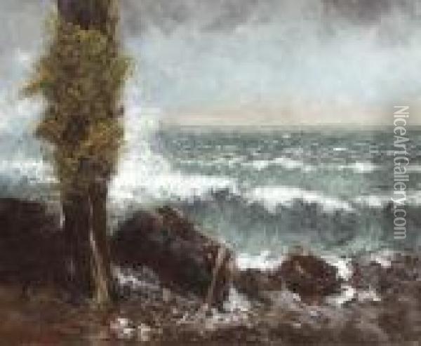 Marine, Le Peuplier Oil Painting - Gustave Courbet