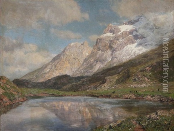 Alpine Landscape Oil Painting - Georg Macco