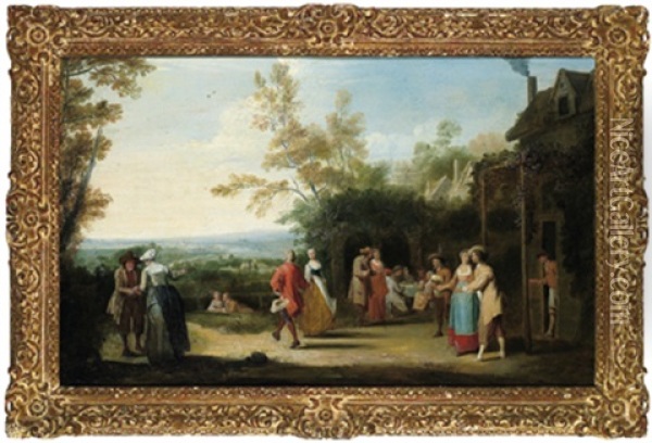 Ein Landliches Gartenfest Oil Painting - Pieter Angillis