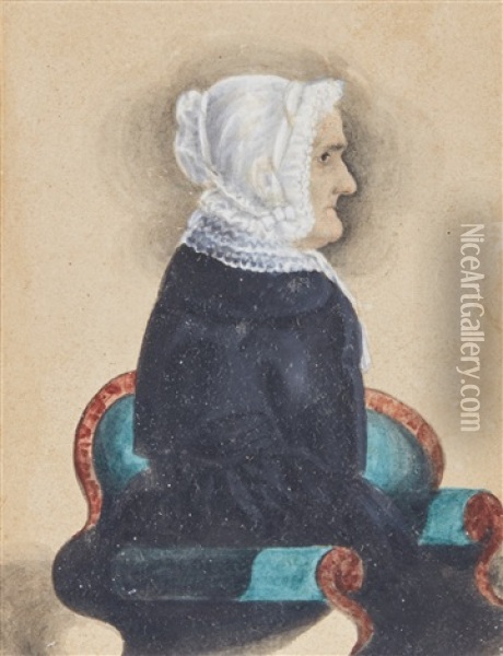 Miniature Portrait Of Elderly Woman Oil Painting - James Sanford Ellsworth