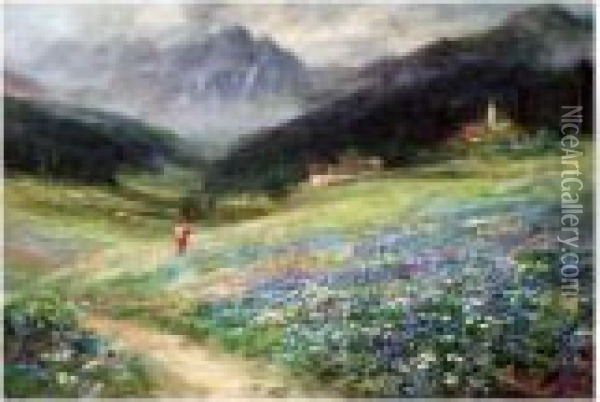 An Alpine Meadow Oil Painting - John MacWhirter