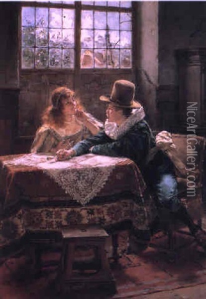 The Courtship Oil Painting - Albert Friedrich Schroeder