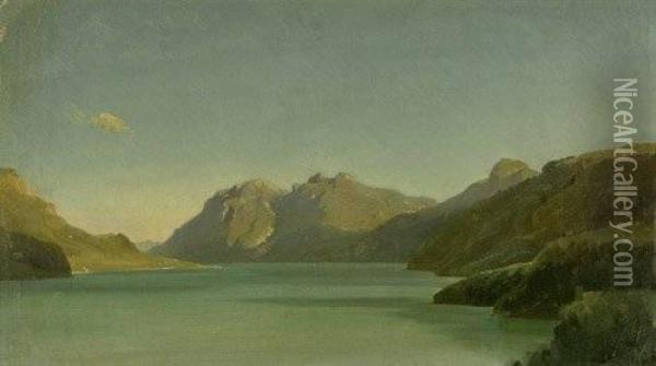 Gebirgssee In Der Schweiz Oil Painting - Carl Hummel
