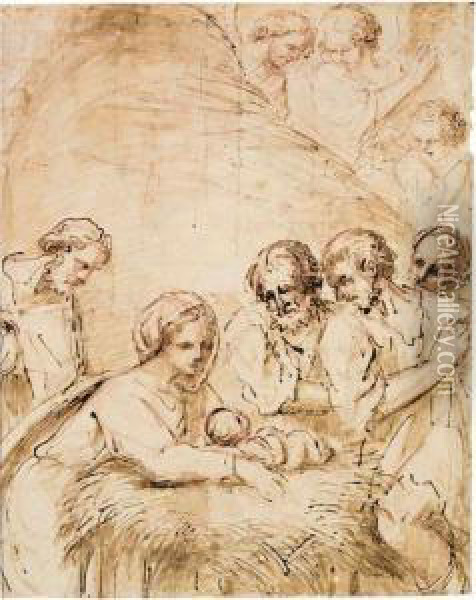 The Nativity Oil Painting - Gian Antonio Burrini