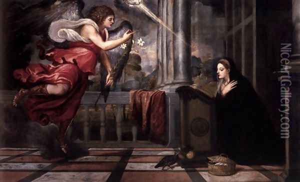 Annunciation 2 Oil Painting - Tiziano Vecellio (Titian)