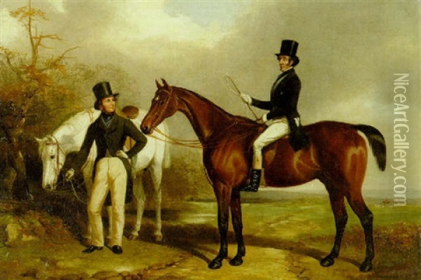 Two Gentleman Out Hunting Oil Painting - Henry Barraud