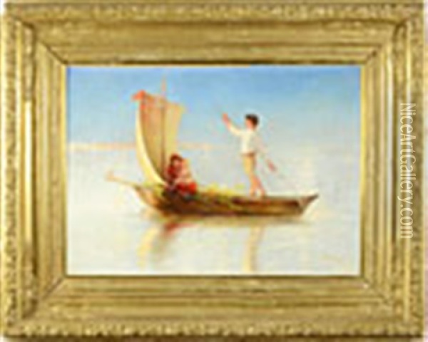 On A Boat Oil Painting - Hendricus-Jacobus Burgers