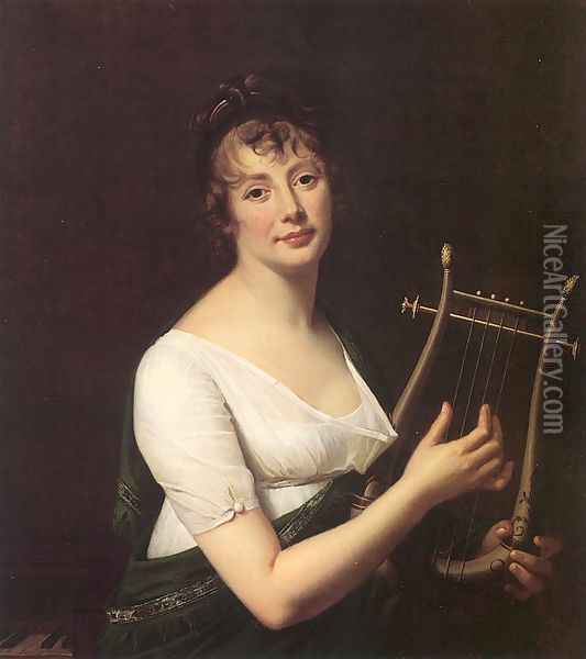Woman with a Lyre 1808 Oil Painting - Robert-Jacques-Francois-Faust Lefevre