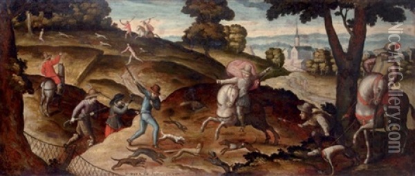 Scene De Chasse A Courre Oil Painting -  Pozzoserrato