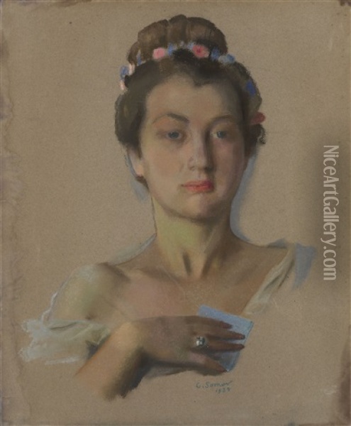 Portrait Of Alexandra Levchenko Oil Painting - Konstantin Andreevich Somov