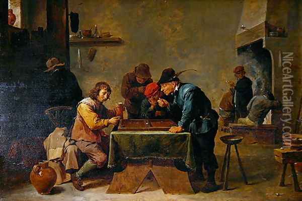 Backgammon Players, c.1640-45 Oil Painting - David The Younger Teniers