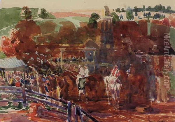 The Race Track Oil Painting - George Luks