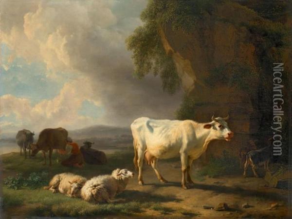 Landschaft Mitviehherde Oil Painting - Balthasar Paul Ommeganck