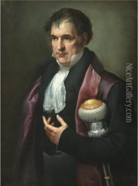 Portrait Of A Dignitary, Half Length, Holding A Mace Of Office Oil Painting - Andrea, the Elder Appiani