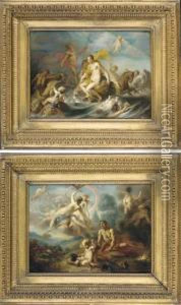 The Four Elements: Fire And Air; And Earth And Water Oil Painting - Cornelis I Schut
