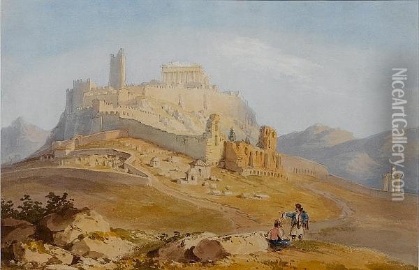 The Acropolis As Viewed From The Pnyx, Athens Oil Painting - William Page