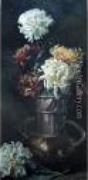 A Vase Of Chrysanthemums Oil Painting - Winifred Walker