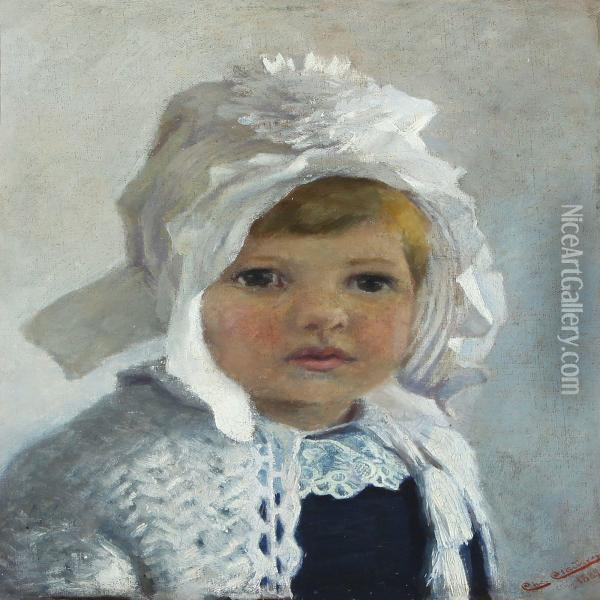 Blond Haired Girl Oil Painting - Christian Clausen