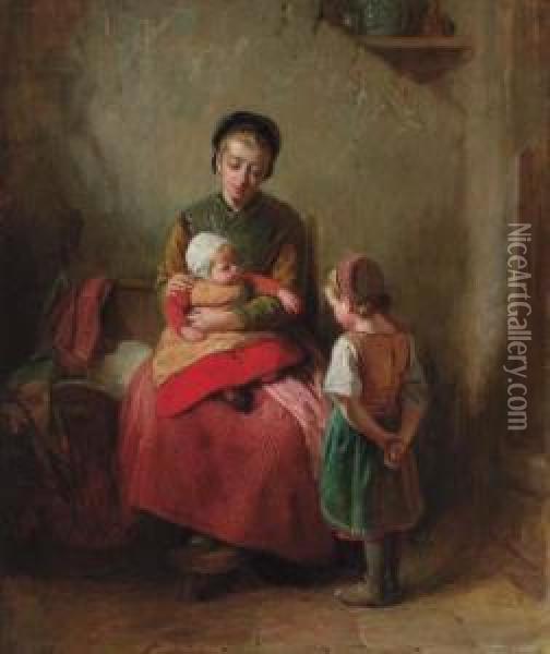 Motherhood Oil Painting - Thomas Edward Roberts