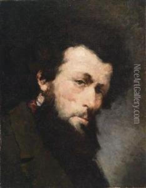 Male Head Oil Painting - Wilhelm Leibl