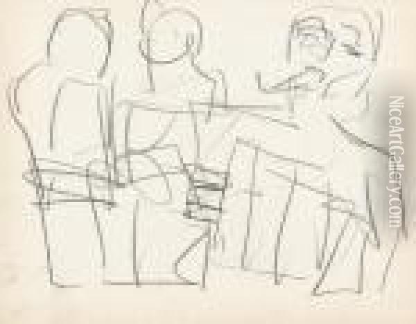 Ernst Ludwig Kirchner Im Gesprach. Oil Painting - Albert Muller