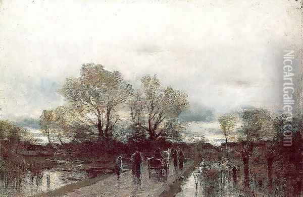 Rain-Washed Road 1880 Oil Painting - Laszlo Mednyanszky
