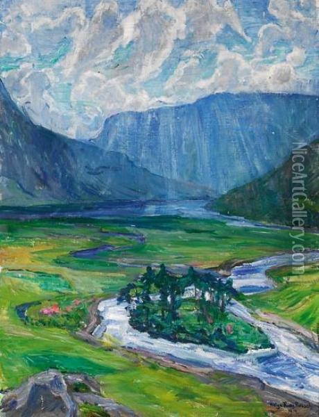 Fra Valdres 1914 1914 Oil Painting - Helga Ring Reusch
